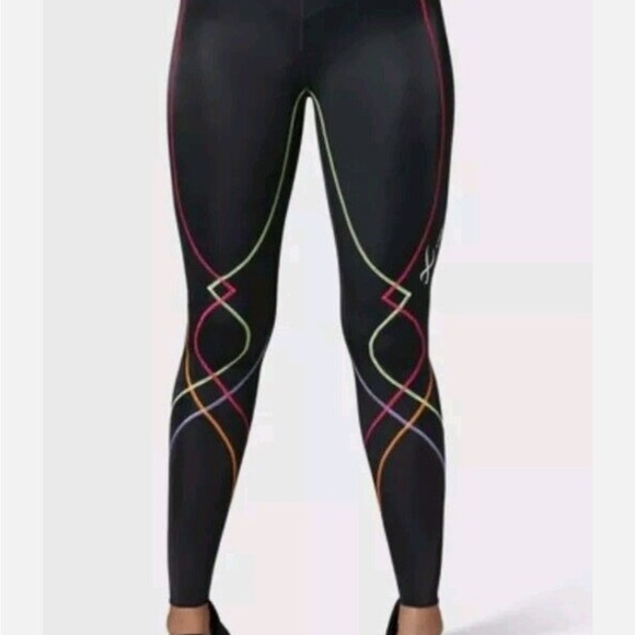 CW-X Black Compression Leggings with Multicolor Stripes - Picture 5 of 5